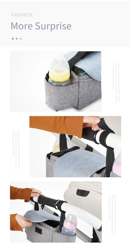 Insulated Baby Bottle Bag & Diaper Organiser – Stroller Mummy Bag for Milk Bottle Storage