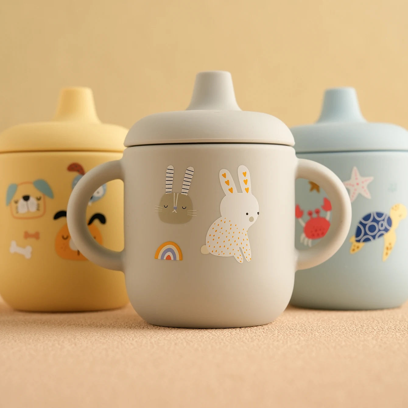 Silicone Baby Training Cup with Handle – BPA-Free, Leak-Proof, Dishwasher Safe for Ages 0–3