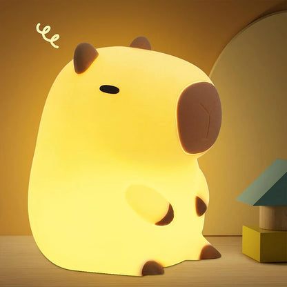 Capybara Silicone Night Light for Kids – USB Rechargeable Touch Bedside Lamp for Baby & Toddler