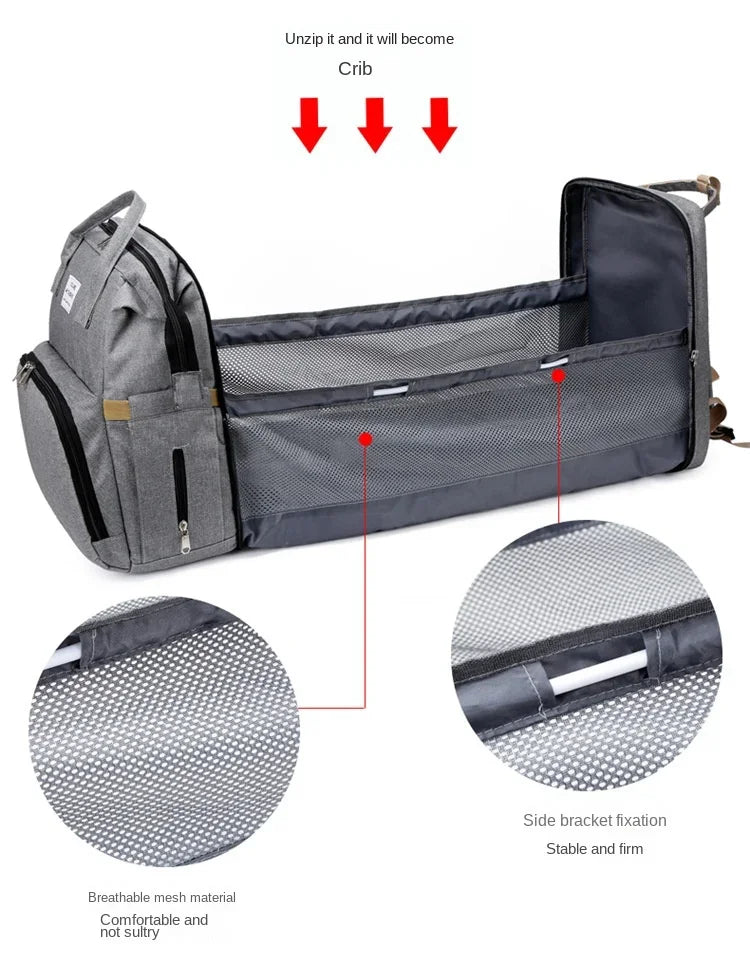 Large Capacity Mummy Diaper Backpack with Changing Mat – Baby Nursing Bag 36–55L for Travel