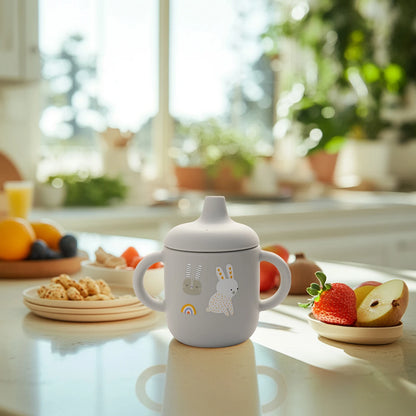 Silicone Baby Training Cup with Handle – BPA-Free, Leak-Proof, Dishwasher Safe for Ages 0–3