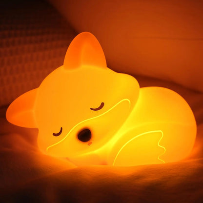 Silicone Animal Night Light for Kids – USB Rechargeable Touch Bedside Lamp | Axolotl, Hippo & Fox