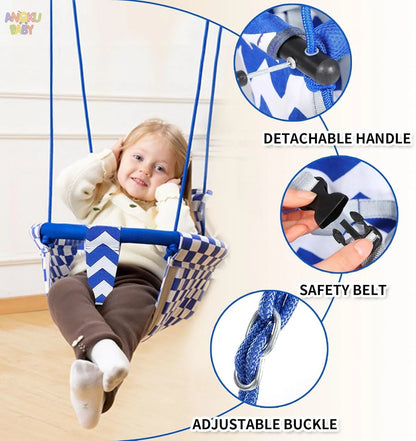 Adjustable Baby Swing with Safety Belt fit 6-96 Months Indoor Baby Hammock Hanging Swing Chair for Home,Courtyard & Backyard Use