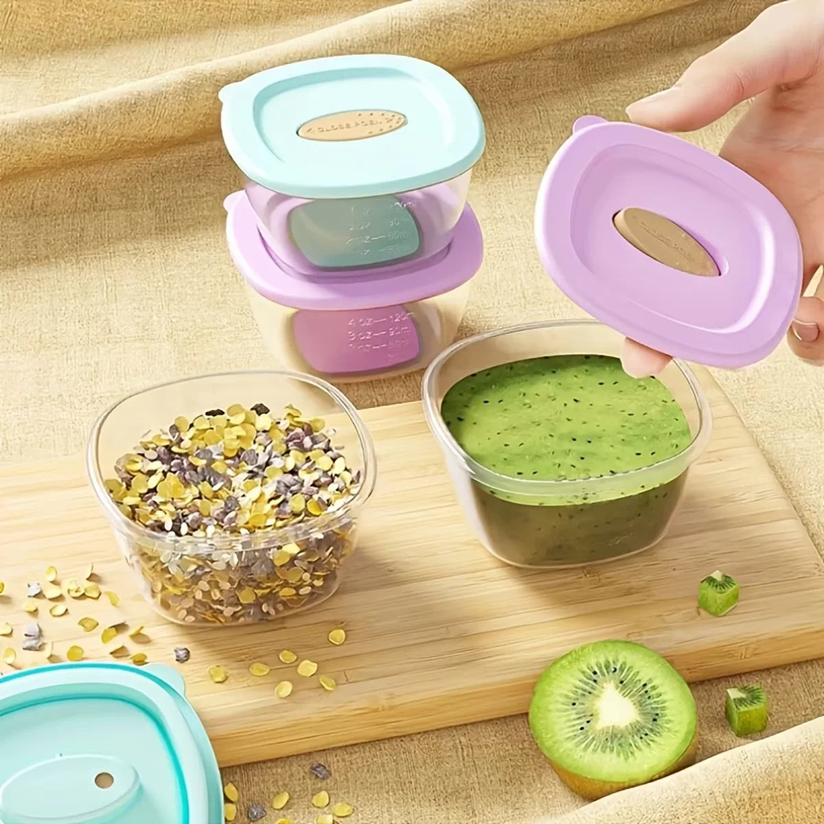 Baby Food Storage Containers 4-Pack – Reusable Square Sealed Containers with Lids for Kitchen & On-the-Go