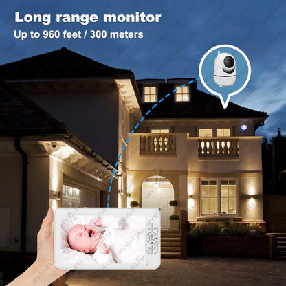 5" HD Video Baby Monitor with PTZ Camera – Night Vision, Two-Way Audio & Temperature Alert