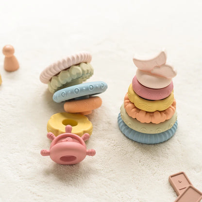 Dinosaur Stacking Tower Toy – Montessori Nesting Rings for Babies & Toddlers Ages 7–12 Months