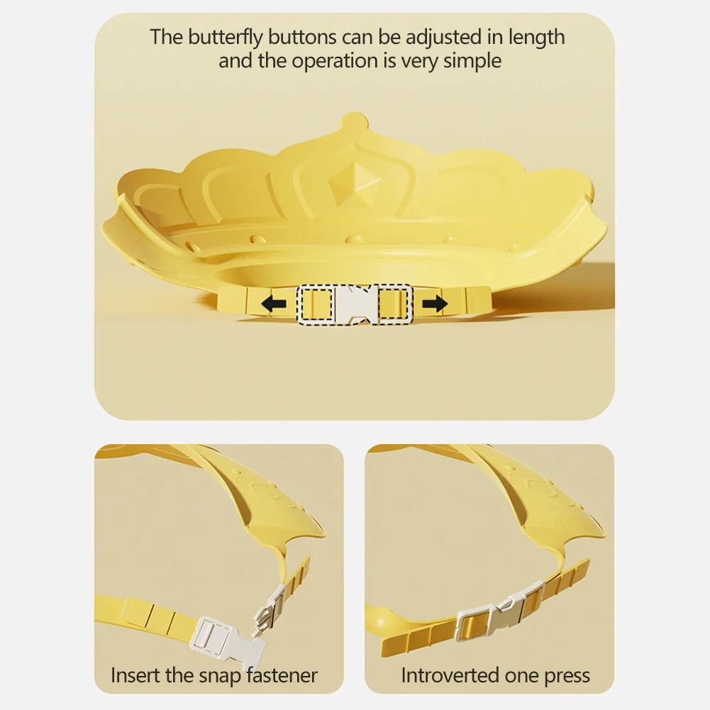 Adjustable Size Children Shampoo Cap Crown Baby Shower Cap Cartoon Bath Visor Infant Hair Shield Ear Protection Waterproof