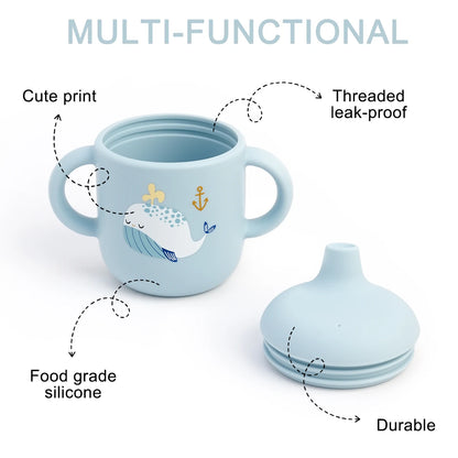 Silicone Baby Training Cup with Handle – BPA-Free, Leak-Proof, Dishwasher Safe for Ages 0–3