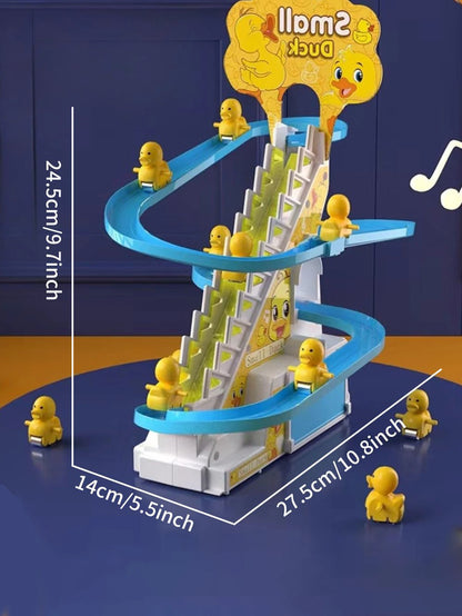 Electric Duckling Stair Climbing Toy – Musical Duck Track Slide for Kids Ages 3–6