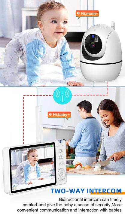 5" HD Video Baby Monitor with PTZ Camera – Night Vision, Two-Way Audio & Temperature Alert