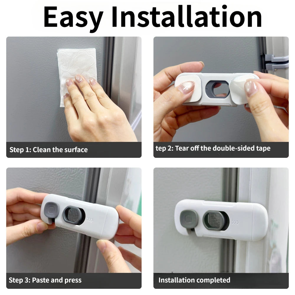 Child Safety Cabinet Locks 2-Pack – No-Tool Installation, Universal Fit for Drawers, Fridges & Cupboards