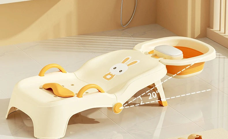 Children's Foldable Hair Washing Chair – Cartoon Shower Stool for Kids at Home