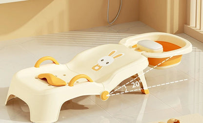 Children's Foldable Hair Washing Chair – Cartoon Shower Stool for Kids at Home