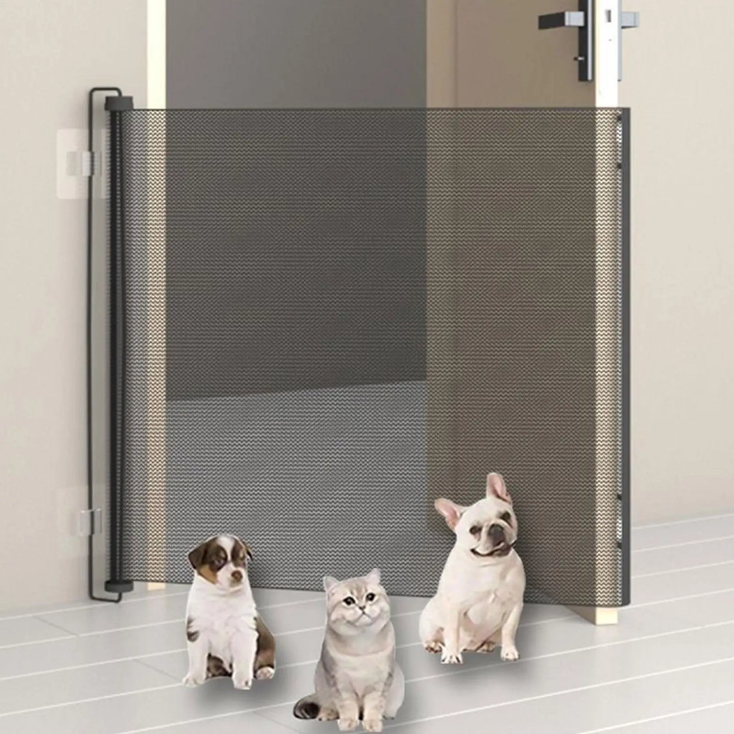 Retractable Pet Gate Childproof Net Indoor Mesh Fence for Dogs Kitten No-Drill Cat Baffle for Hallway Stairway Balcony Yard Door