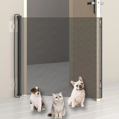 Retractable Pet Gate Childproof Net Indoor Mesh Fence for Dogs Kitten No-Drill Cat Baffle for Hallway Stairway Balcony Yard Door