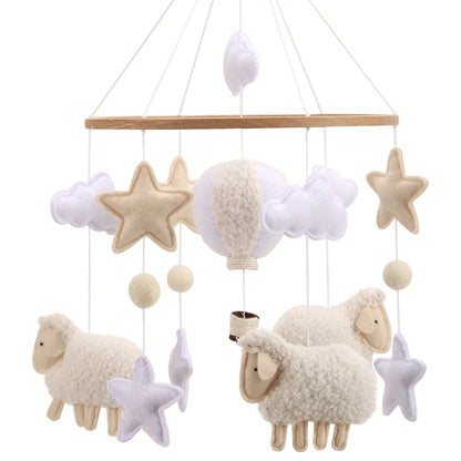 Boucle Sheep & Balloon Baby Nursery Mobile – Neutral Crib Mobile for Newborns, CE Certified