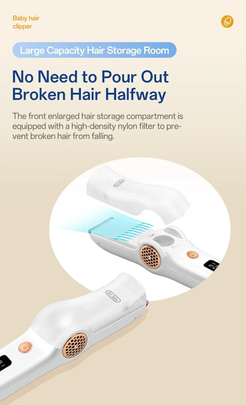 Hair-absorbing Hair Clipper Low Noise Baby Hair IPX7 Waterproof Household Children Clipper Electric Clipper Baby Care