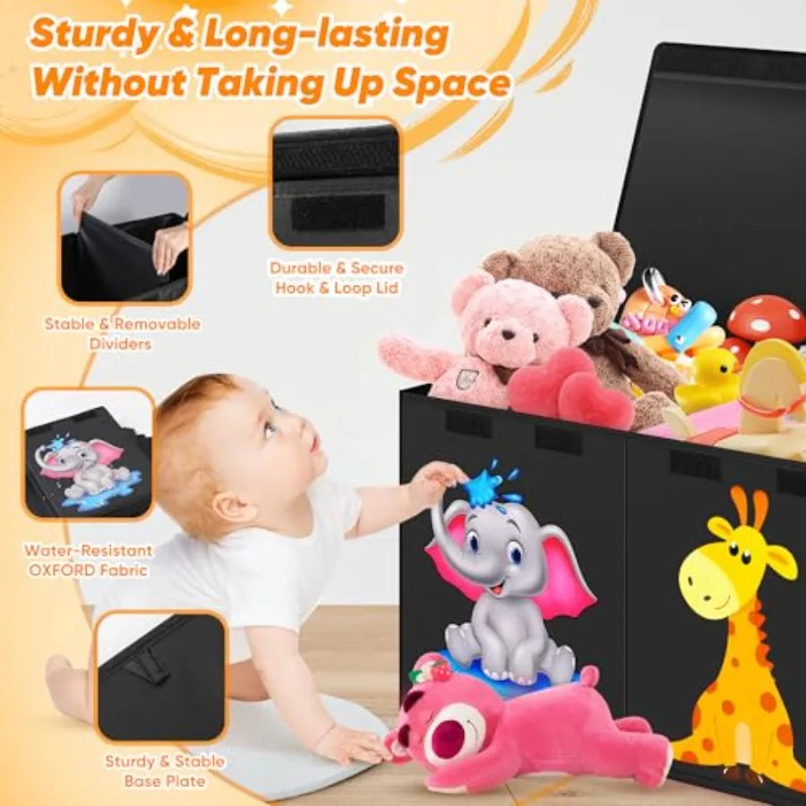 Extra Large Collapsible Toy Box with Lid – Kids Toy Storage Chest 40" × 16" for Boys & Girls