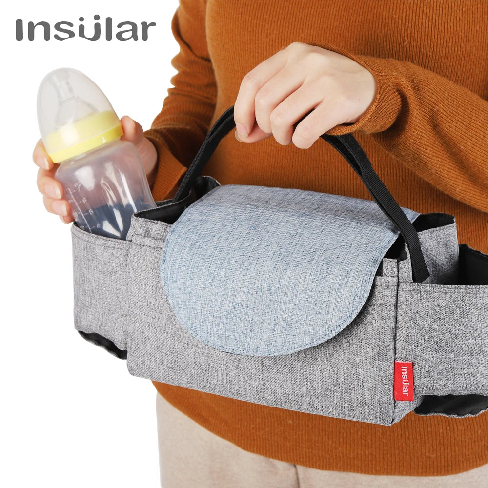 Insulated Baby Bottle Bag & Diaper Organiser – Stroller Mummy Bag for Milk Bottle Storage