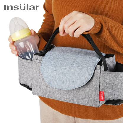 Insulated Baby Bottle Bag & Diaper Organiser – Stroller Mummy Bag for Milk Bottle Storage