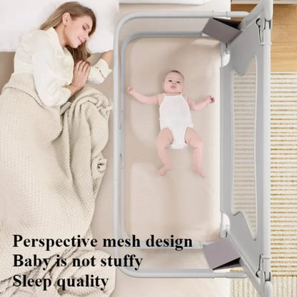 Baby Bedside Breathable Foldable Bassinet Bed Crib with Visible Mesh Window and Soft Washable Liner Cover