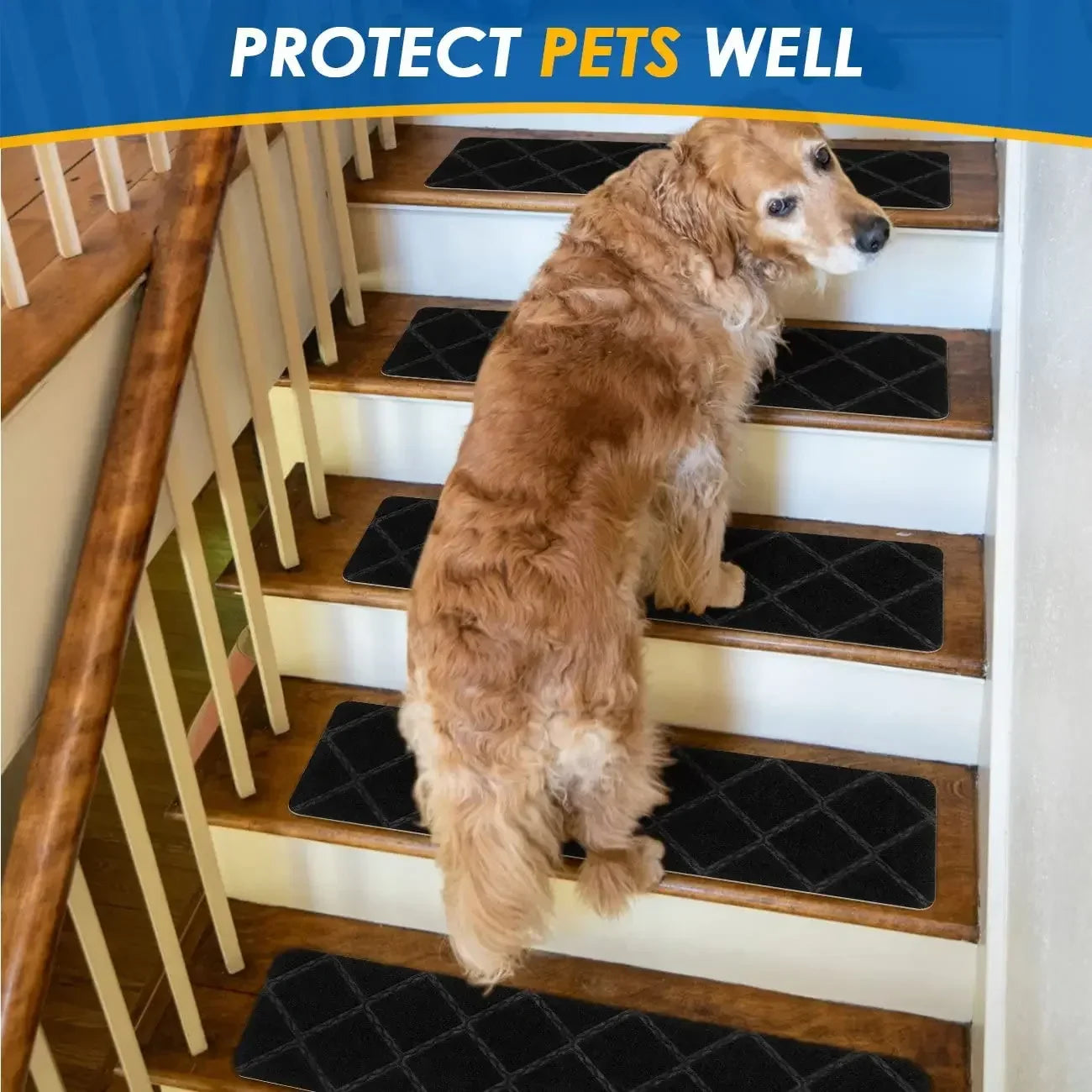 Stair Tread Carpet Mats Self Adhesive Non-Slip Water Absorption Stair Mat Step Rugs Safety Mute Floor Mats Pad