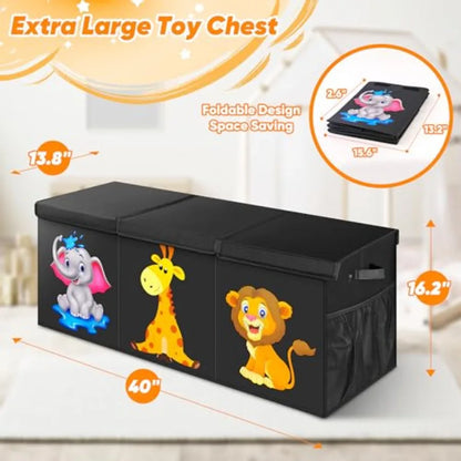 Extra Large Collapsible Toy Box with Lid – Kids Toy Storage Chest 40" × 16" for Boys & Girls