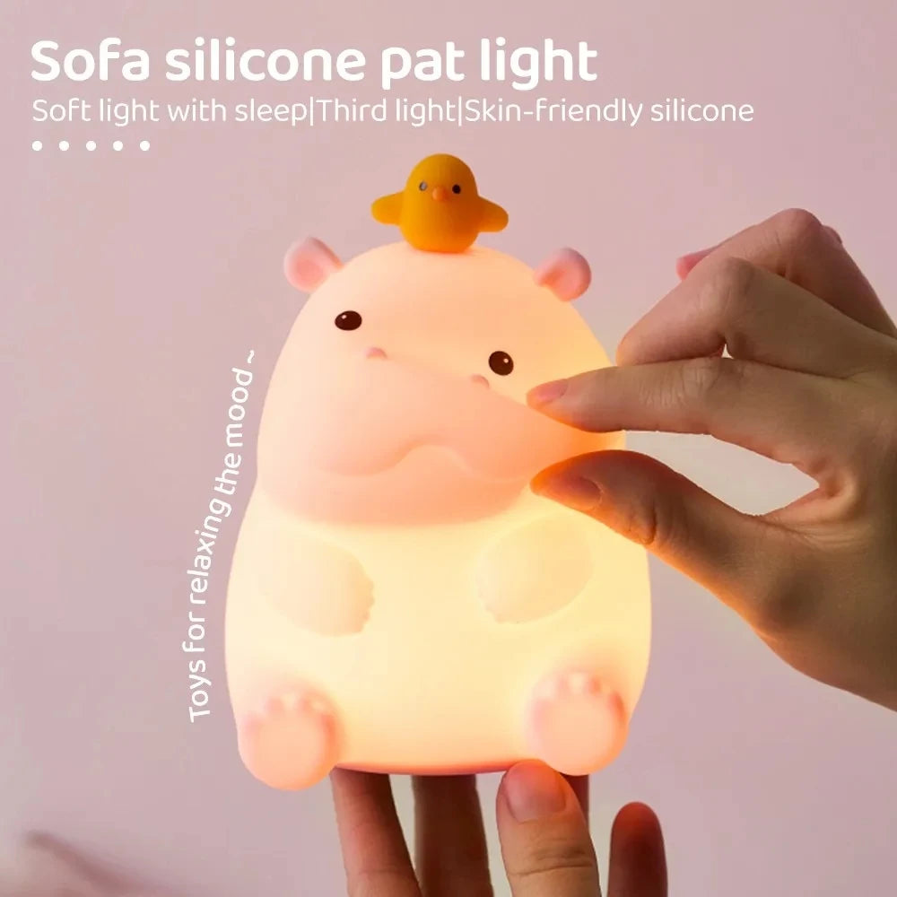 Silicone Animal Night Light for Kids – USB Rechargeable Touch Bedside Lamp | Axolotl, Hippo & Fox