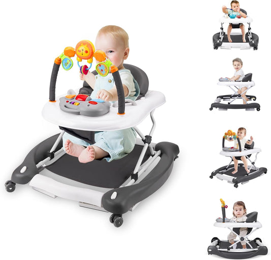 5-in-1 Adjustable Baby Walker with Bouncer, Music & Feeding Tray image 1