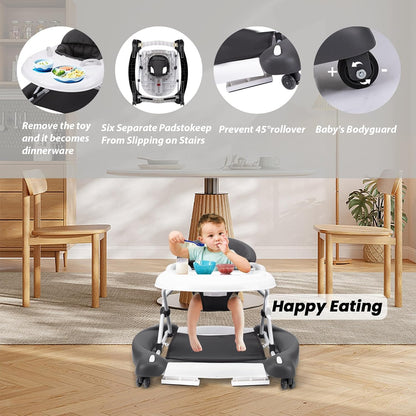 5-in-1 Adjustable Baby Walker with Bouncer, Music & Feeding Tray image 6