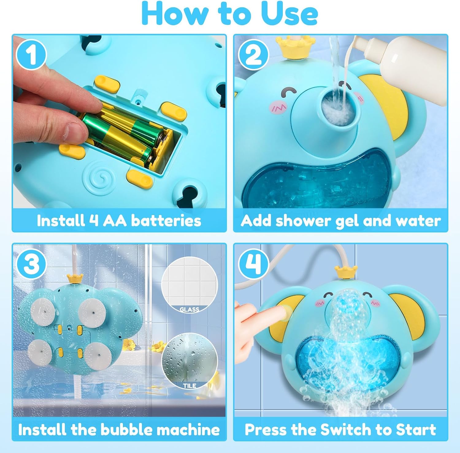 Elephant musical bubble maker bath toy image 6