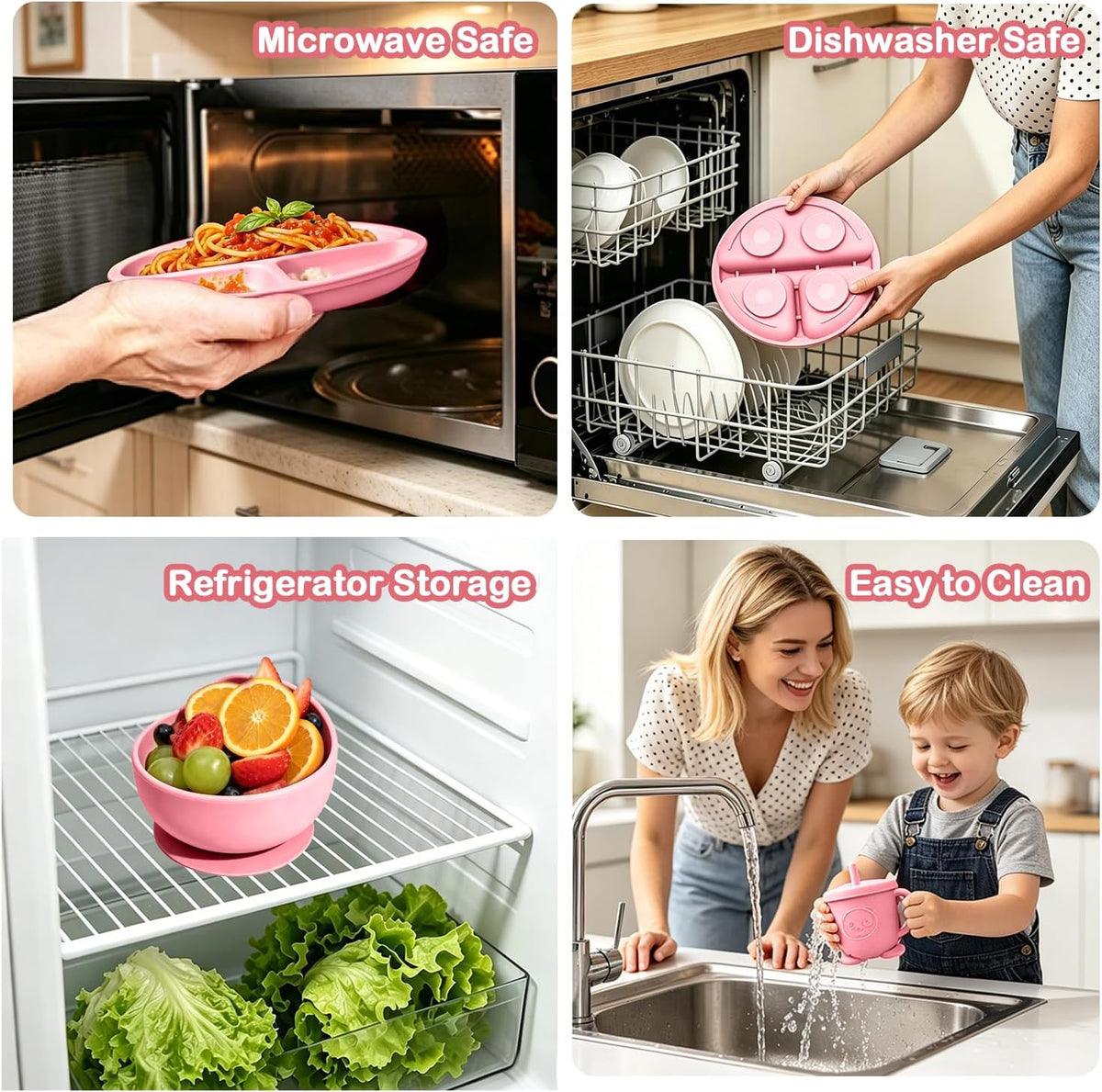8-Piece Silicone Baby Feeding Set – Pink image 5