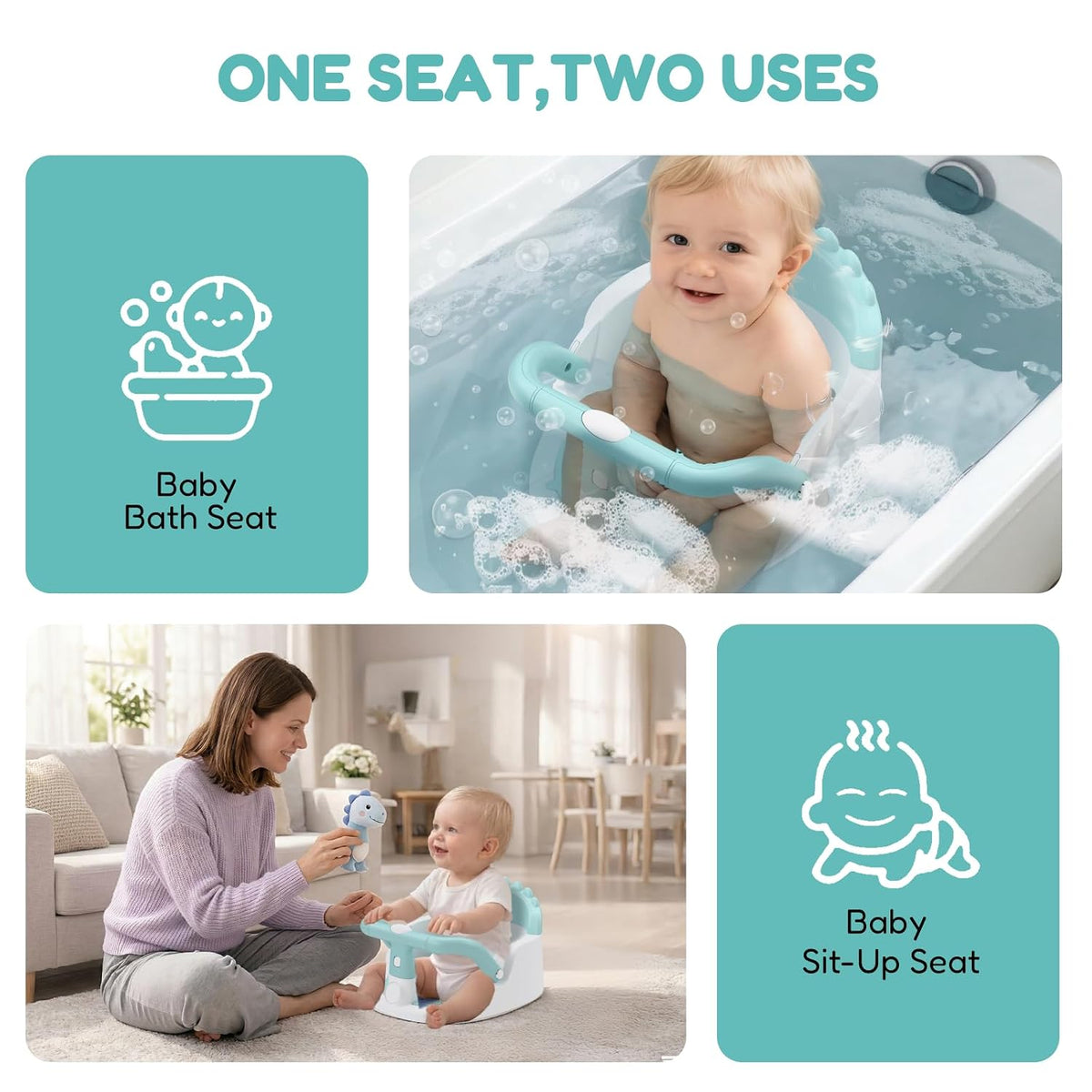 Green baby bath seat image 5