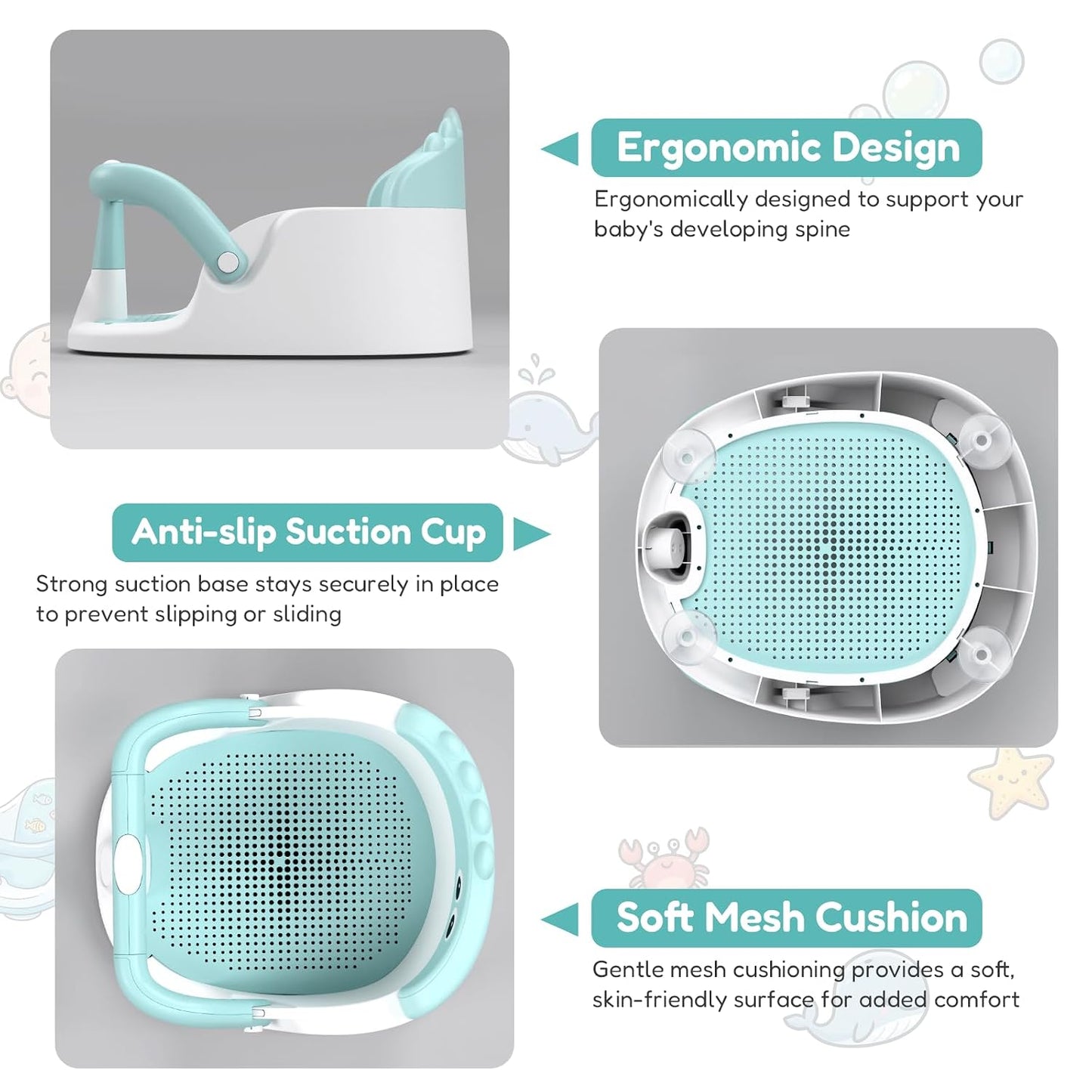 Green baby bath seat image 6
