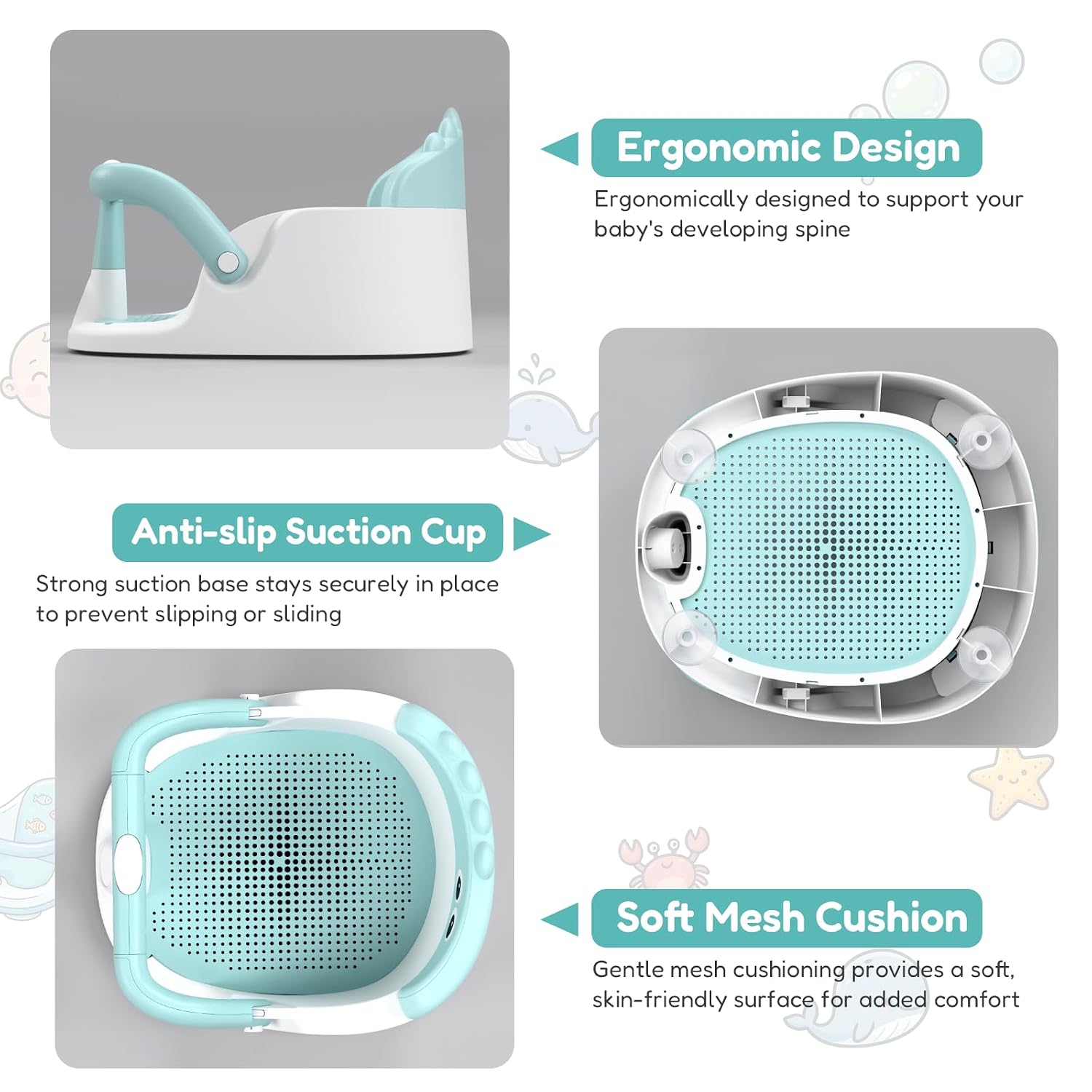 Green baby bath seat image 6