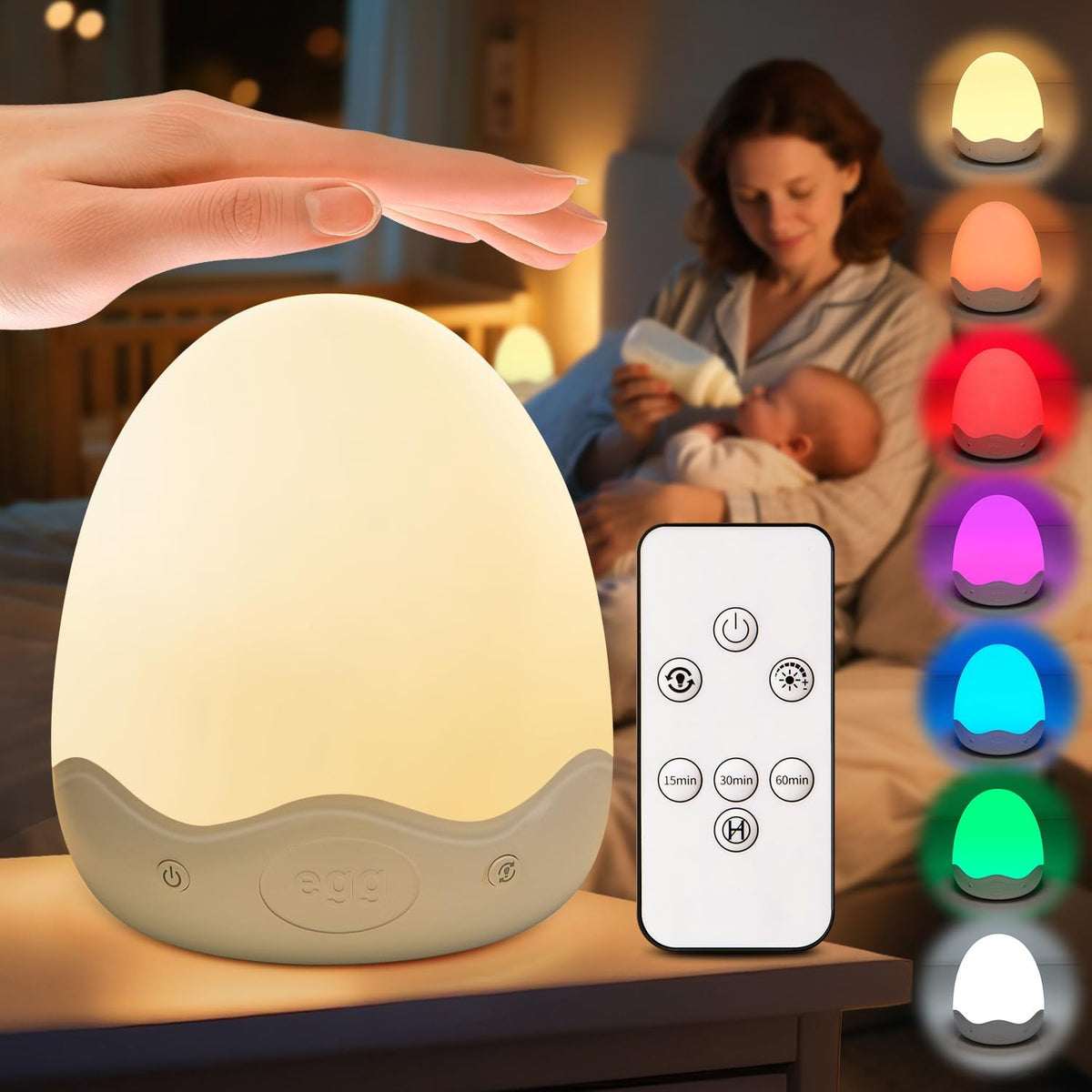Rechargeable 10-Colour Nursery Egg Night Light image 1