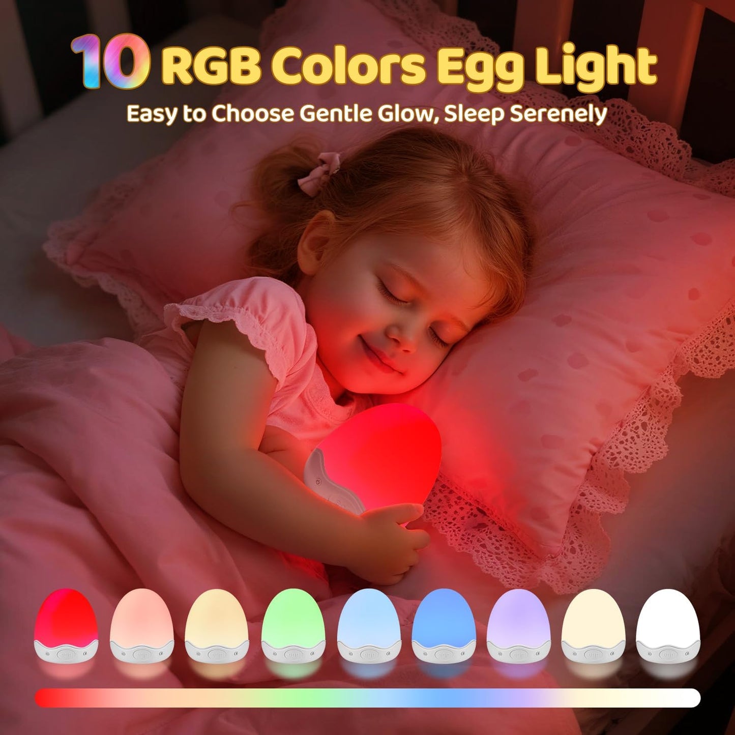 Rechargeable 10-Colour Nursery Egg Night Light image 3
