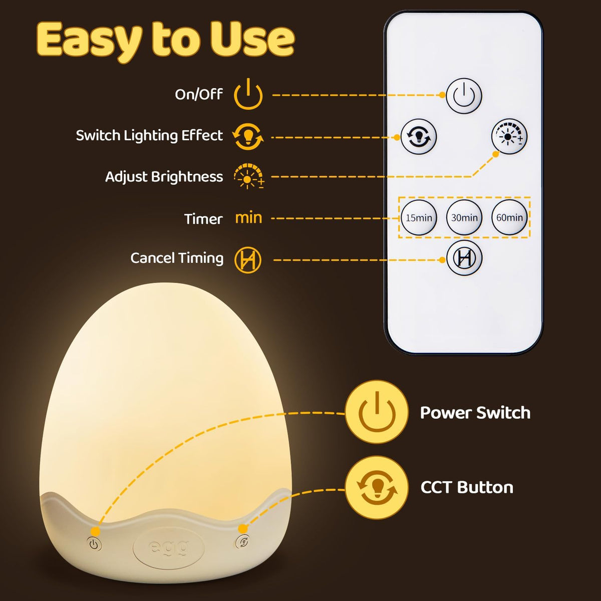 Rechargeable 10-Colour Nursery Egg Night Light image 9