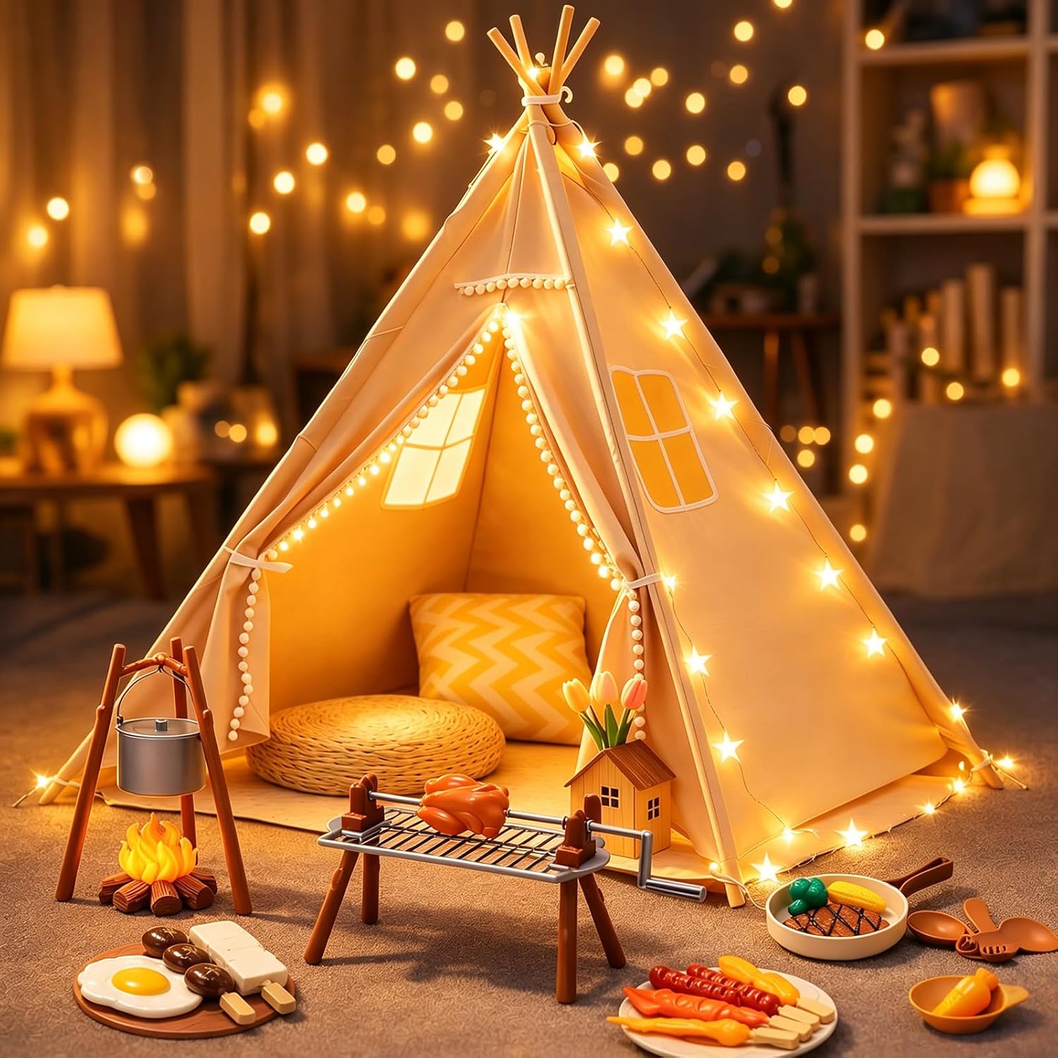Foldable Kids Teepee Play Tent & Indoor Playhouse image 1