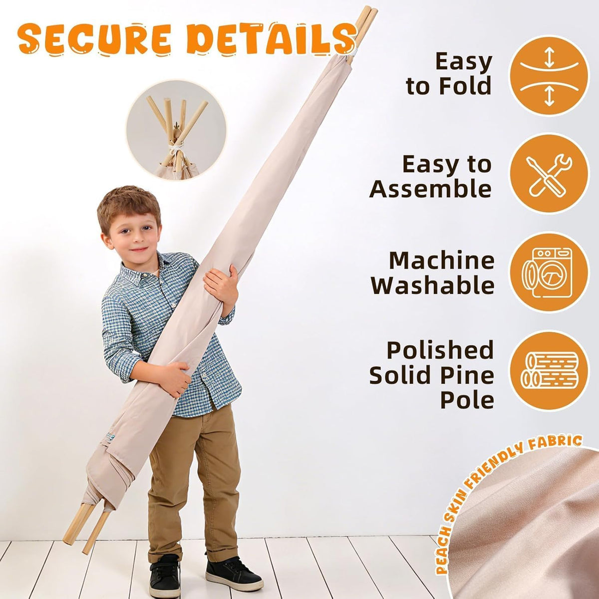Foldable Kids Teepee Play Tent & Indoor Playhouse image 5