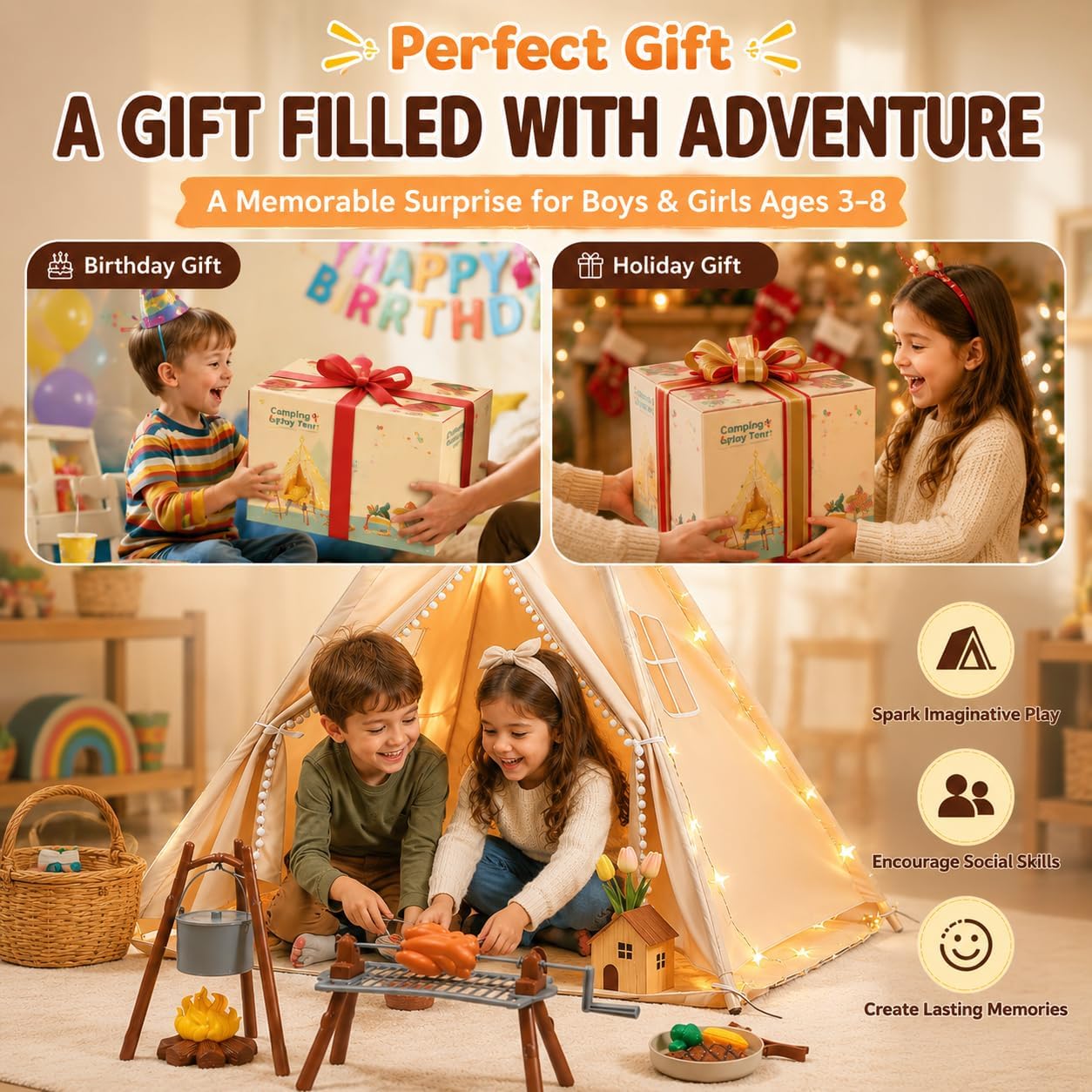 Foldable Kids Teepee Play Tent & Indoor Playhouse image 6