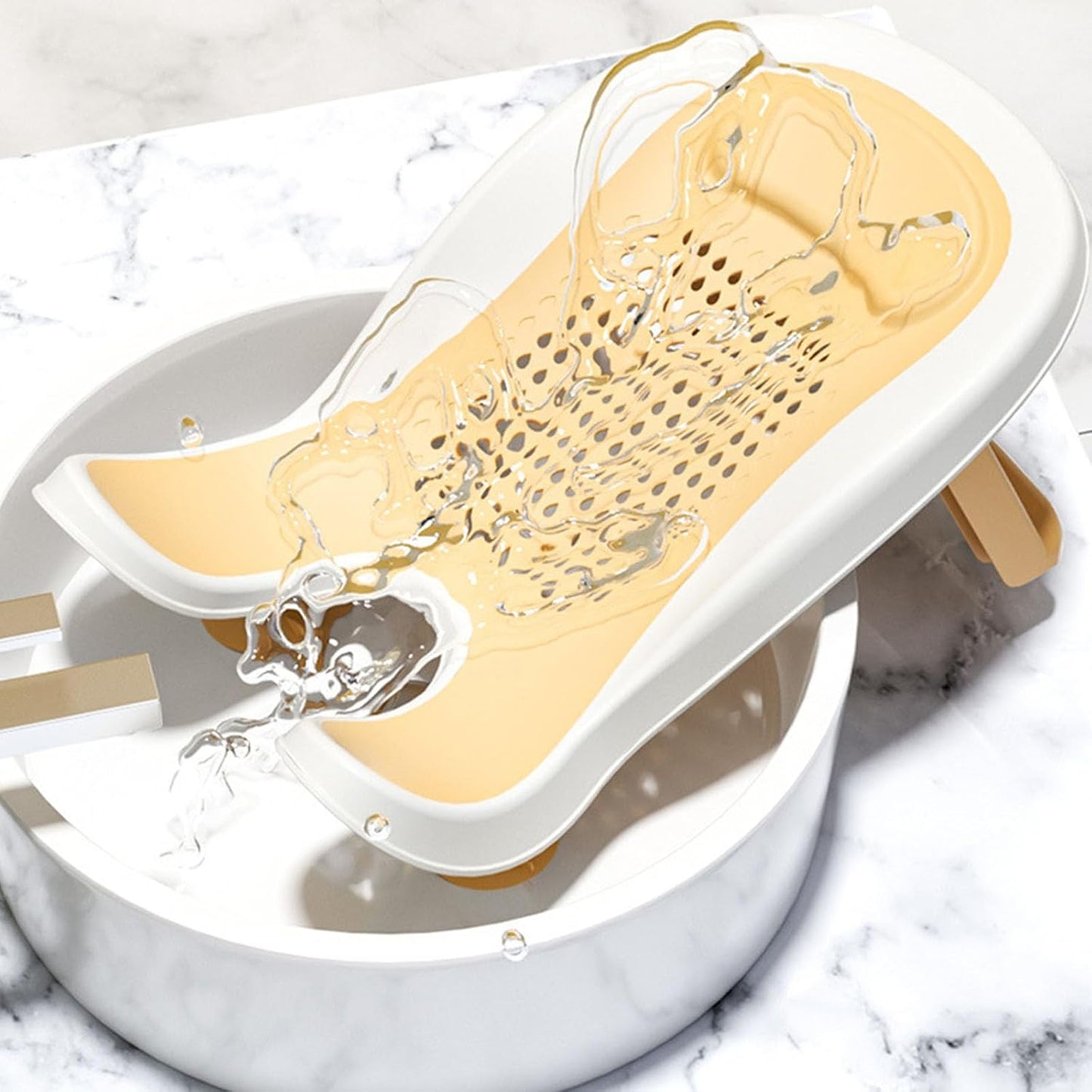 Yellow foldable newborn bath support image 2