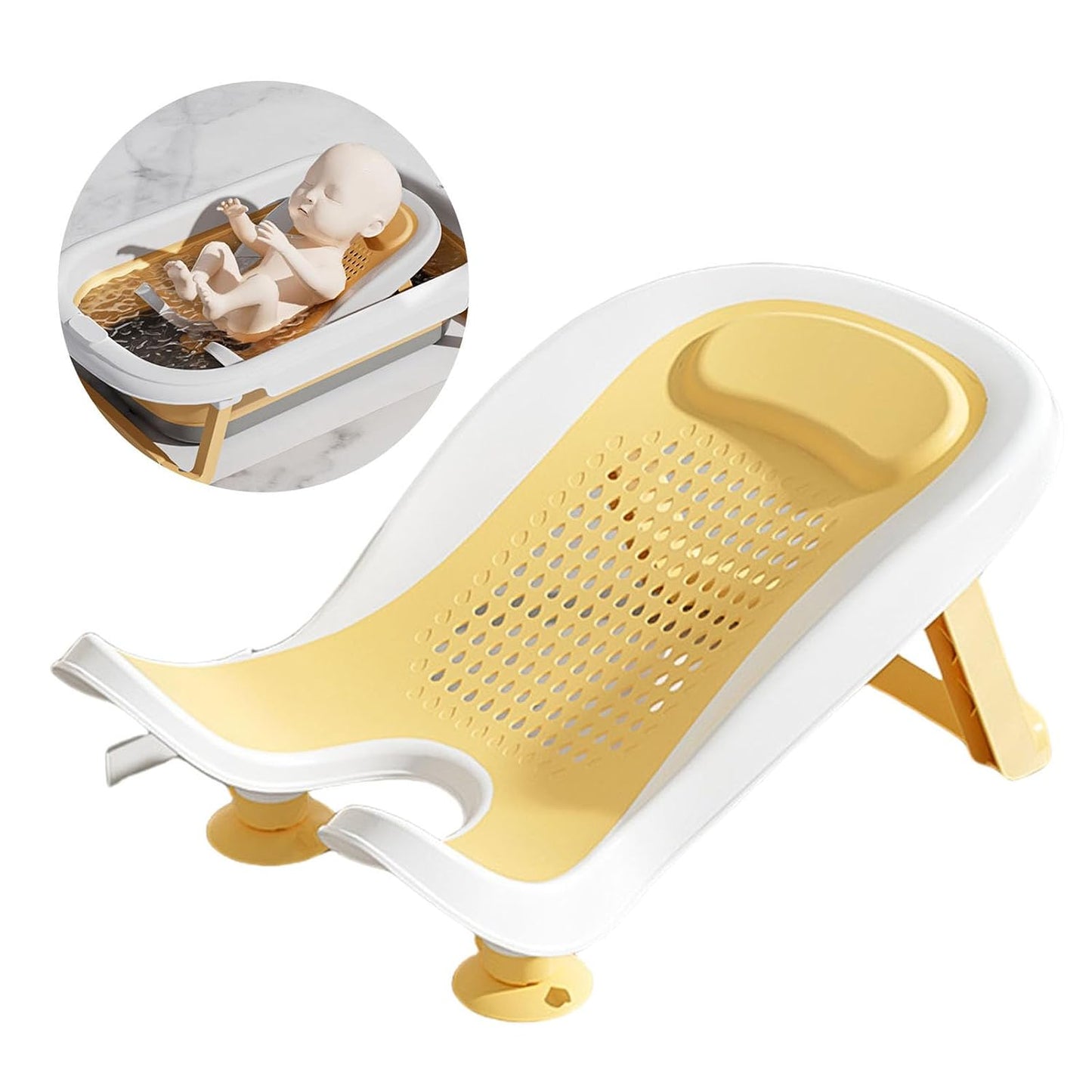 Yellow foldable newborn bath support image 3