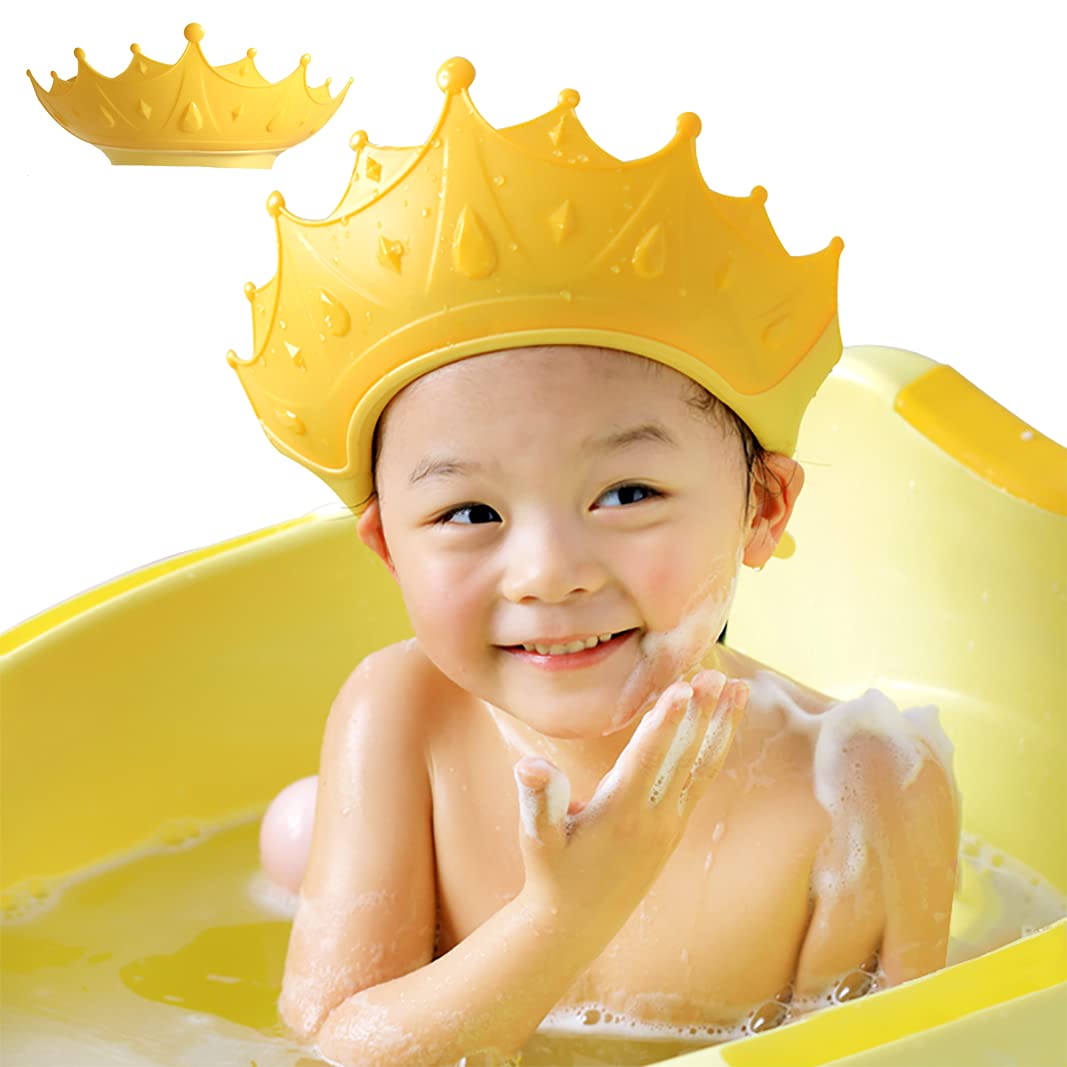 Yellow crown baby shower cap